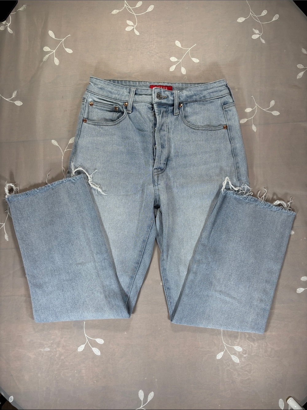 Guess LA Light Blue Woman Jeans - Classic Straight Fit Crop High Waist Sz 26